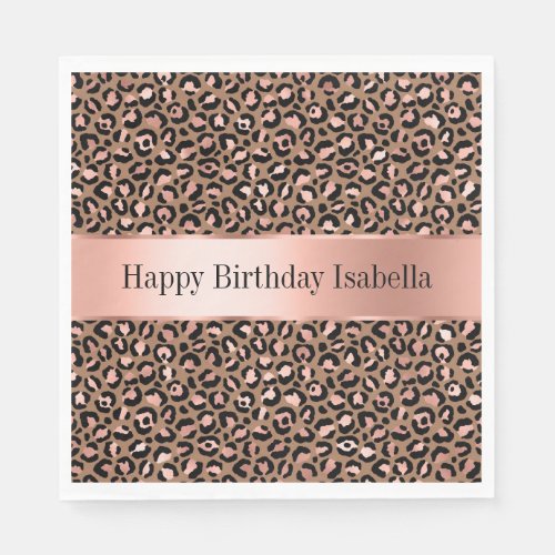 Pink Brown Leopard Napkins