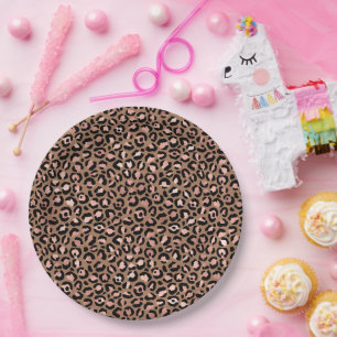 Pink Brown Leopard Paper Plates
