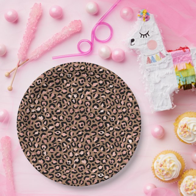 Pink Brown Leopard Paper Plates (Party)