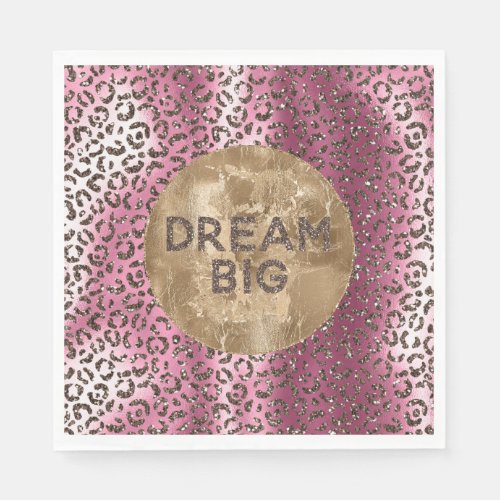 Pink Brown Leopard Print Glitter Dream Napkins