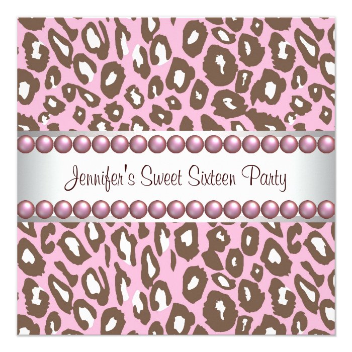 Pink Brown Leopard Sweet 16 Party Invitation