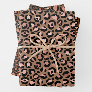 Pink Brown Leopard Wrapping Paper Sheets