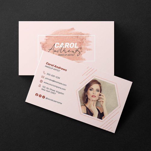 Pink Brown Makeup Artist Lashes Brows Photo Salon Business Card