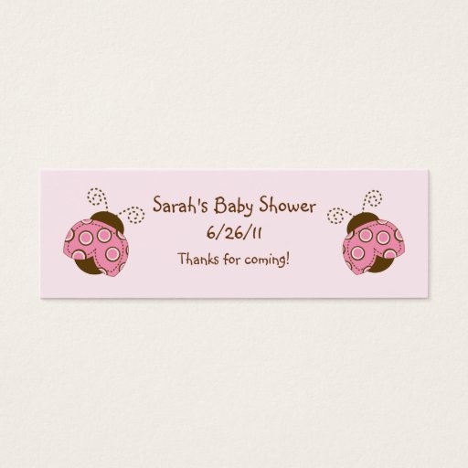 Customizable Pink &amp; Brown Mod Ladybug Baby Shower Favor/Tags Business Card