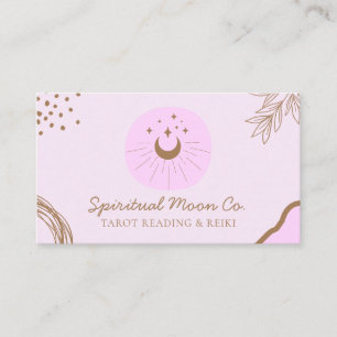 Pink Brown Moon Stars Spiritual Reiki Business Card