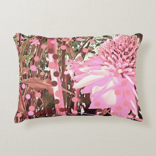 Pink  Brown Paradise Accent Pillow