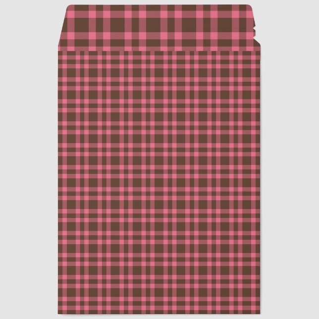 Pink Brown Plaid Pattern Envelope Mailers (Front)