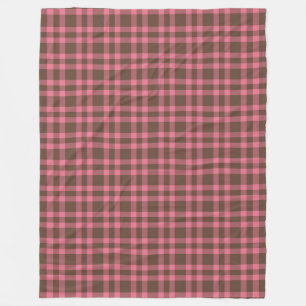 Pink Brown Plaid Pattern Fleece Blanket