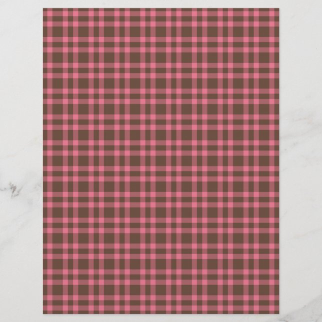 Pink Brown Plaid Pattern Letterhead (Front)