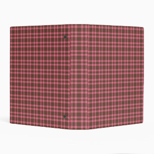 Pink Brown Plaid Pattern Mini Binder