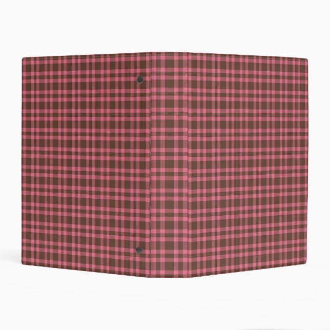 Pink Brown Plaid Pattern Mini Binder (Background)