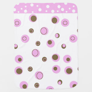 Pink Brown Polka Dot Girls Swaddle Blanket