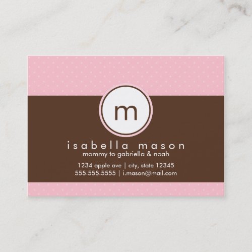 Pink &amp; Brown Polkadots Mommy Card Business Card Templates
