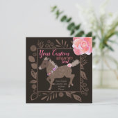 Pink & Brown Pony Theme Birthday Invitation (Standing Front)