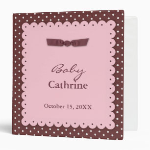 Pink Brown Ribbon Baby Binder