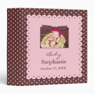 Pink Brown Ribbon Baby Photo Binder