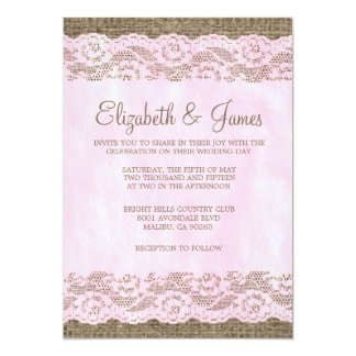 Pink Amp Brown Rustic Lace Wedding Invitations Pink Amp Brown Rustic Lace Wedding Invitations