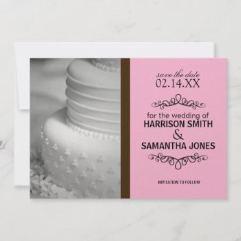 Pink & Brown Save The Date Wedding Announcements by lifethroughalens at Zazzle