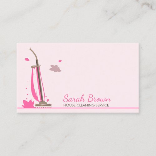 Pink Brown Scheme Vacuum Cleaner House Cleaning Business Card