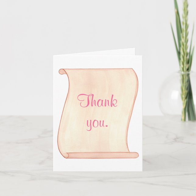 Pink & Brown Scroll Wedding Thank you Cards (Front)
