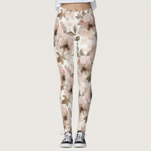 Pink Brown Southwestern Floral  Leggings