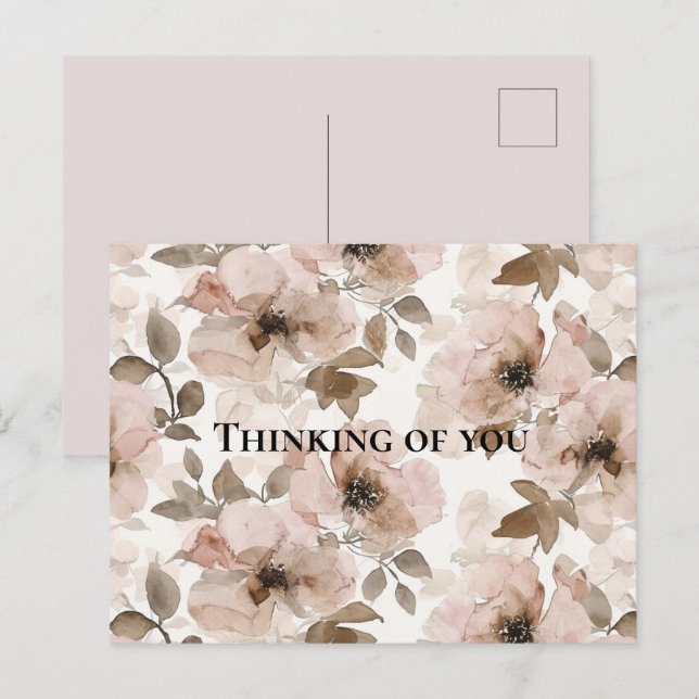 Pink Brown Southwestern Floral Thinking of you Postcard (Front/Back)