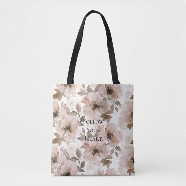 Pink Brown Southwestern Floral  Tote Bag (Front)