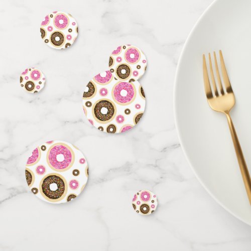 Pink  Brown Sprinkle Donuts Fun Party Table Decor Confetti