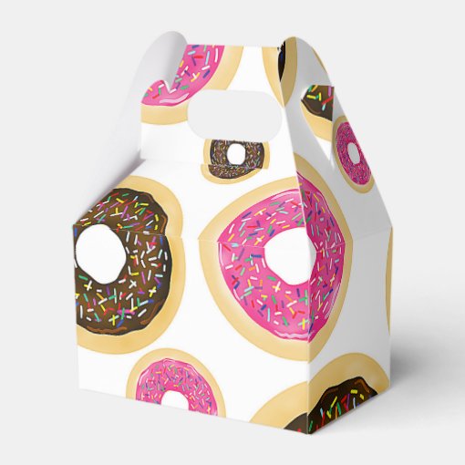 Pink & Brown Sprinkle Donuts Modern Birthday Party Favor Box | Zazzle