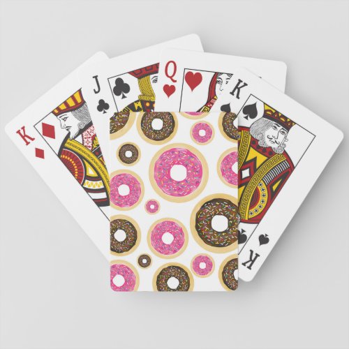 Pink  Brown Sprinkle Donuts Modern Birthday Party Playing Cards