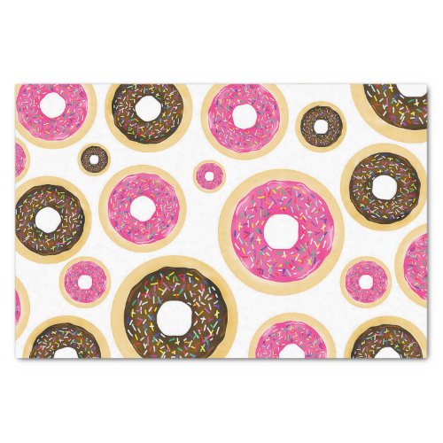 Pink  Brown Sprinkle Donuts Modern Birthday Party Tissue Paper