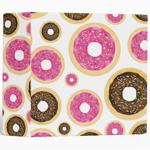 Pink & Brown Sprinkle Donuts Modern Fun Cute 3 Ring Binder