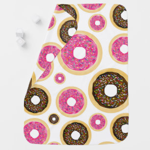 Pink & Brown Sprinkle Donuts Modern Fun Cute Baby Blanket
