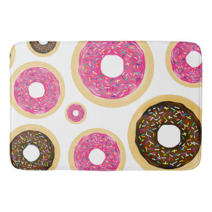 Pink & Brown Sprinkle Donuts Modern Fun Cute Bathroom Mat