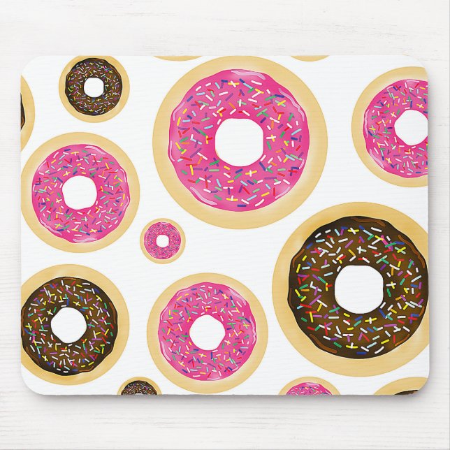 Pink & Brown Sprinkle Donuts Modern Fun Cute Mouse Pad (Front)