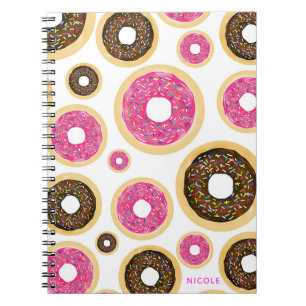Pink & Brown Sprinkle Donuts Modern Fun Cute Notebook
