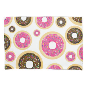 Pink & Brown Sprinkle Donuts Modern Fun Cute Pillowcase