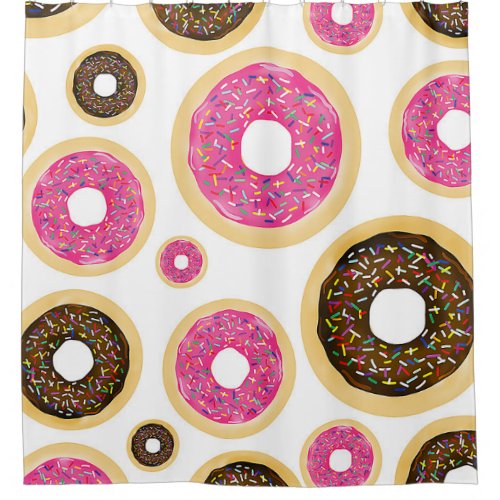 Pink  Brown Sprinkle Donuts Modern Fun Cute Shower Curtain