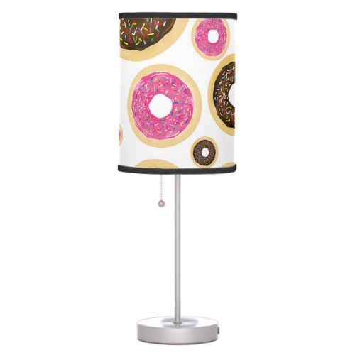 Pink  Brown Sprinkle Donuts Modern Fun Cute Table Lamp