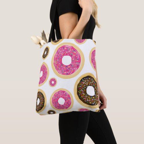 Pink  Brown Sprinkle Donuts Modern Fun Cute Tote Bag