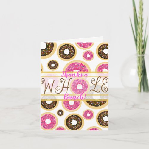 Pink  Brown Sprinkle Donuts Modern Thank You Card