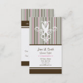 Pink/Brown Stripe Scissors Appointment Card (Front/Back)