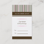 Pink/Brown Stripe Scissors Appointment Card (Back)