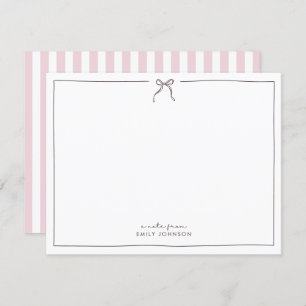 Pink , brown & Stripes a Note From Flat Note Card