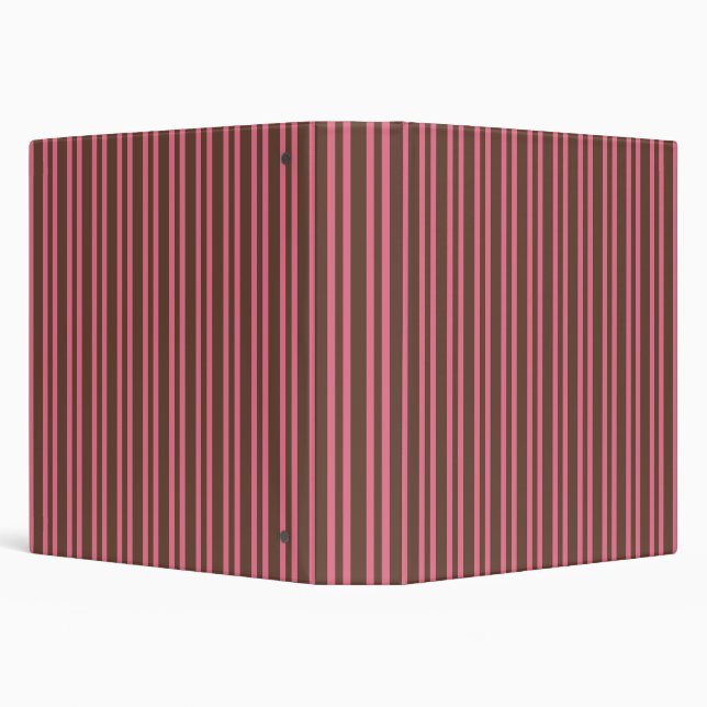 Pink Brown Stripes Pattern 3 Ring Binder (Background)