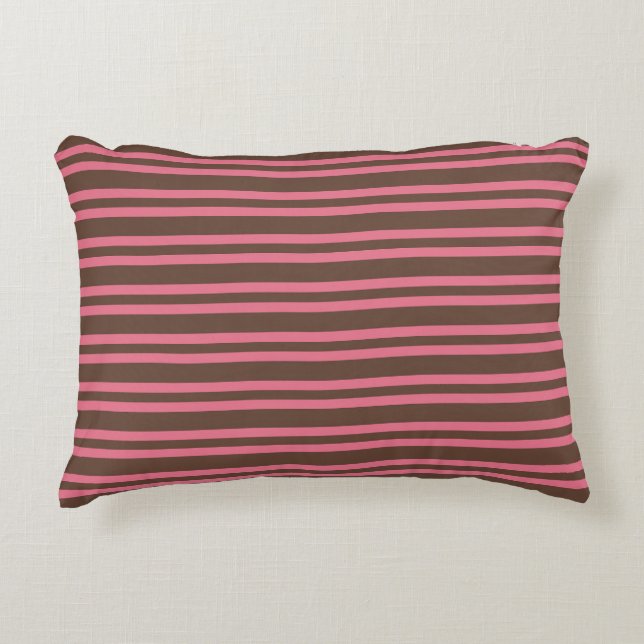 Pink Brown Stripes Seamless Pattern Accent Pillow (Front)