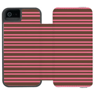 Pink Brown Stripes Seamless Pattern iPhone SE/5/5s Wallet Case