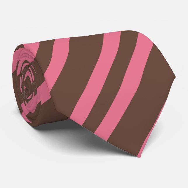 Pink Brown Stripes Seamless Pattern Neck Tie (Rolled)