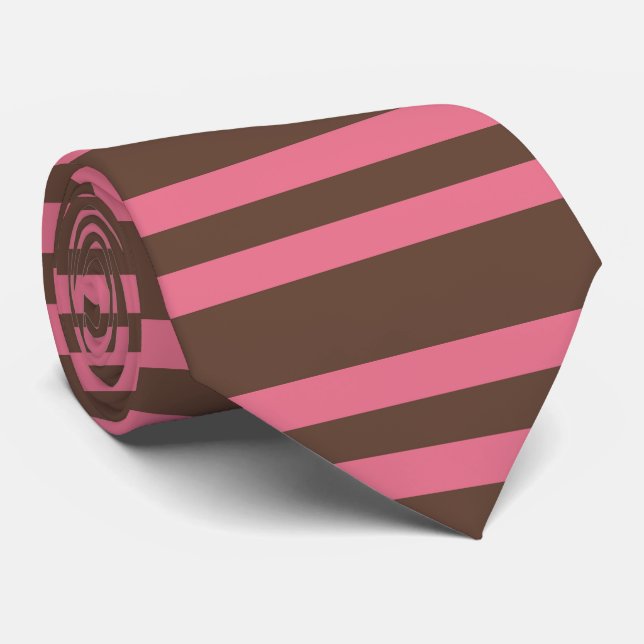 Pink Brown Stripes Seamless Pattern Neck Tie (Rolled)