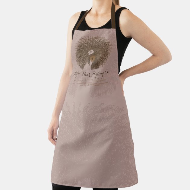 Pink Brown Studio Curl Afro Hair Stylist Apron